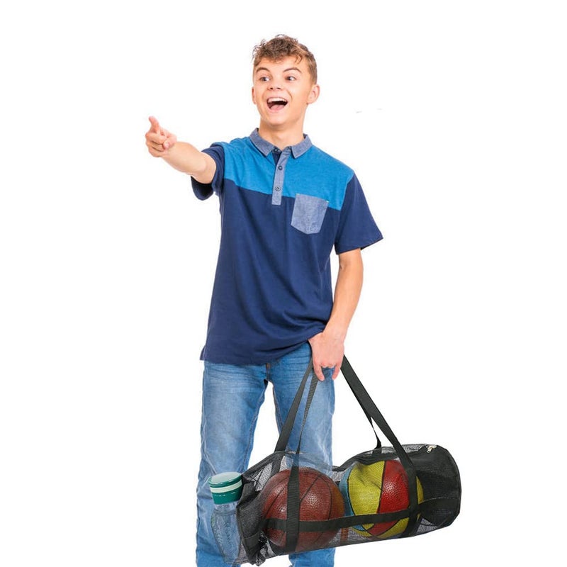 Yocoolfun Large Basket Ball Duffel Bag,Mesh Basketball Bag,Mesh Sports Equipment Bag with Shoulder Strap for Holding Basketball,Volleyball,Soccer,Swimming Gear - Image 3